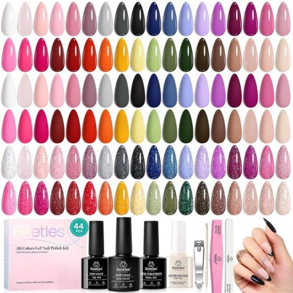 44 PCS Gel Nail Polish Set - 36 Color Gel Polish with Base Coat - Picture 1 of 7
